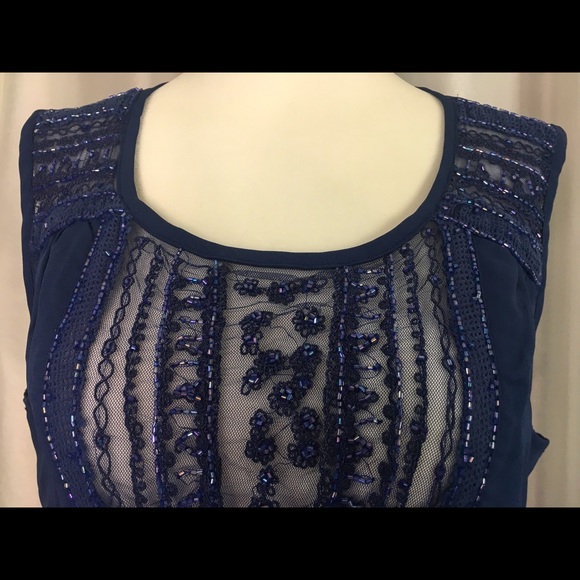 3 for $25!!! Maison Coupé semi-sheer beaded tank, size Medium. - Picture 3 of 4